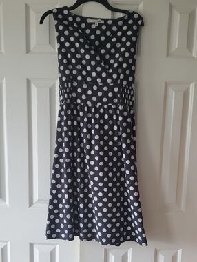 Alice Collins Gray And White Polka Dot Fit & Flare Dress